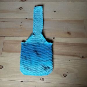 Handmade Crochet Reversible Sling bag purse Turquoise Blue
